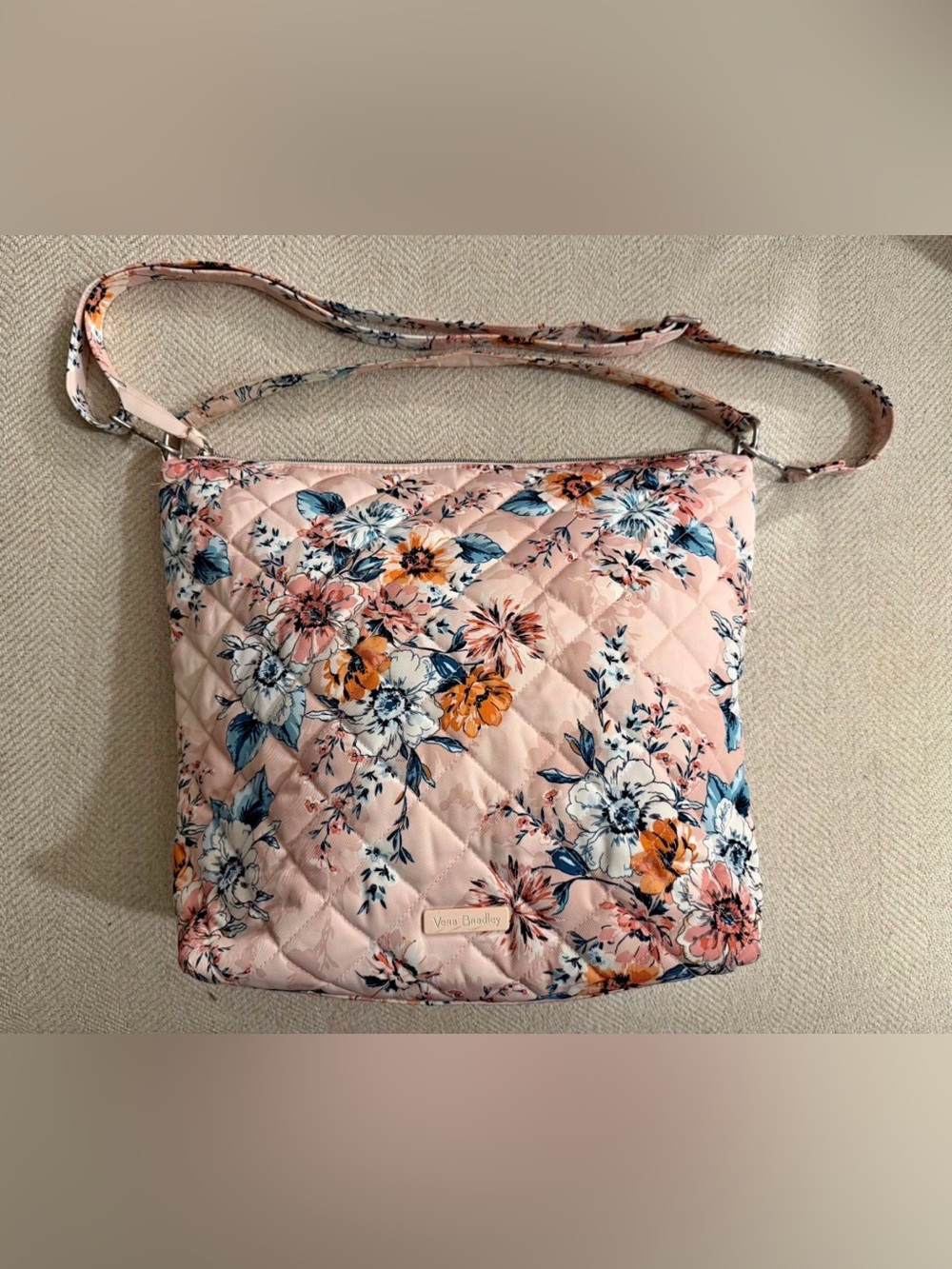 Vera Bradley Blush Floral Quilted Crossbody Bag- Peach Blossom Bouquet